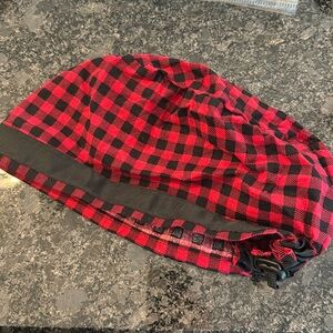Red and Black Buffalo Check Print Scrub hat